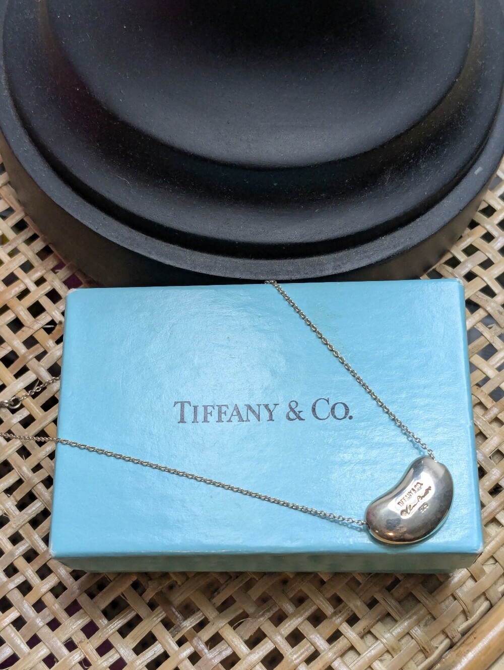 Tiffany & Co. Silver Elsa Peretti Bean Pendant Necklace
